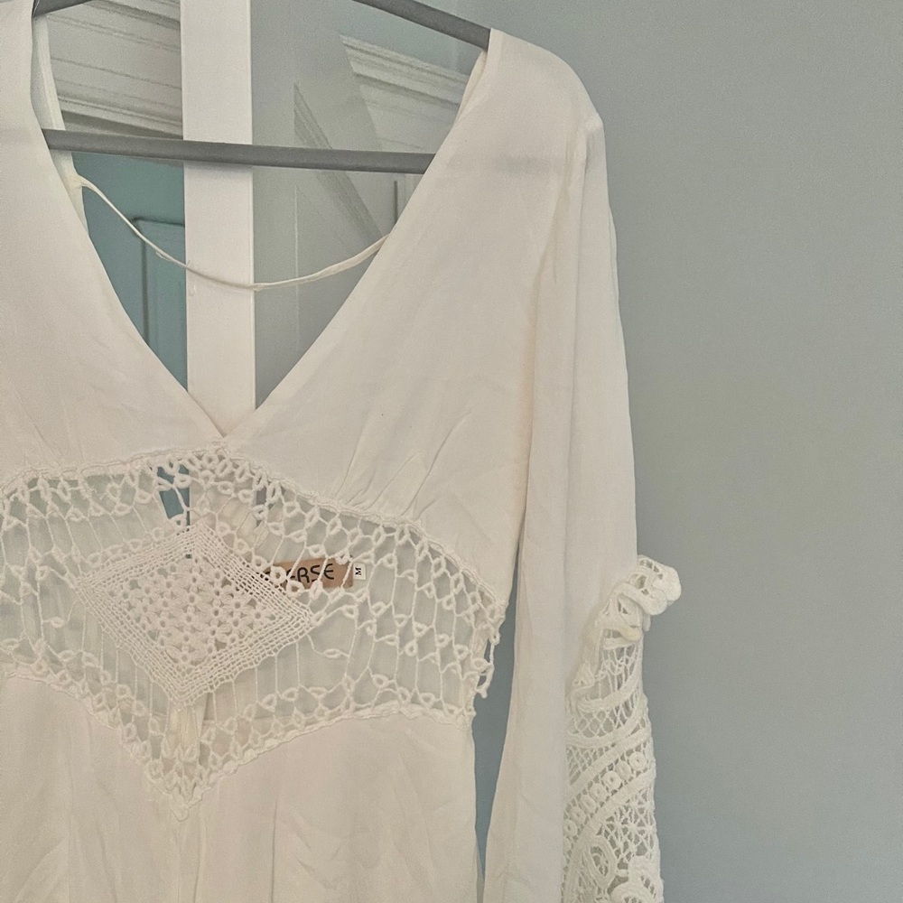 Reverse White Crochet Romper